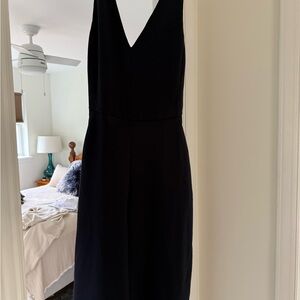 Wilfred Navy V-Neck Cropped Jumpsuit with Tie Back
